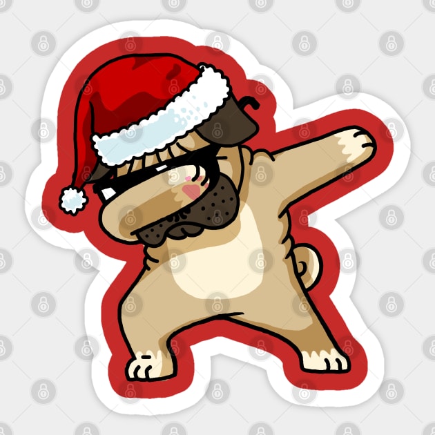 Dabbing Pug Shirt Cute Pug Dab Shirt Christmas Pugly Sweater Sticker by vo_maria